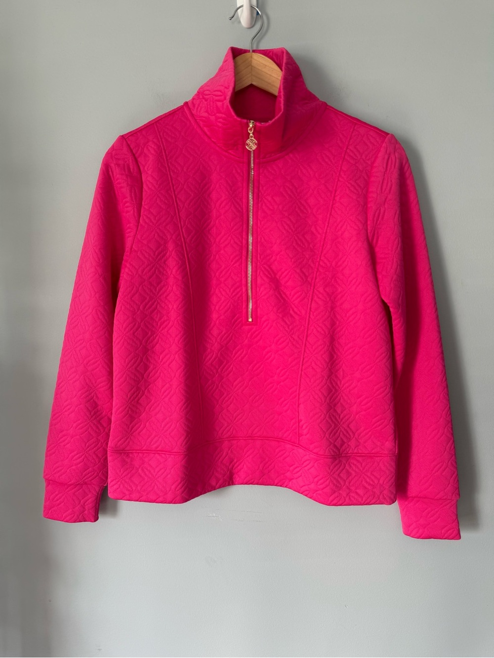 Lilly Pulitzer Eleni Pullover Sun Shell Pink Butterfly Quilted Knit Size XS